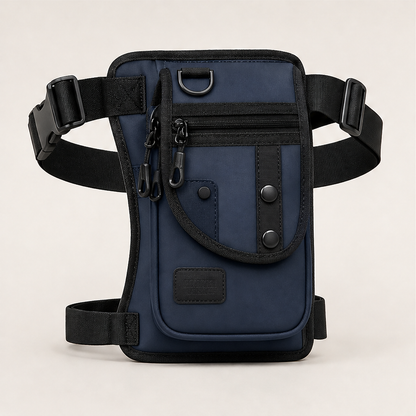 Black Leg Bag | Oxford Fabric Utility Thigh Bag for Travel - Adjustable Waist & Leg Straps Navy