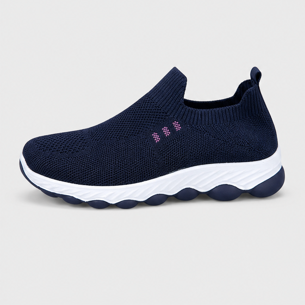 Aveline Women's Slip-On Breathable Mesh Walking Shoes - Lightweight Wide-Fit Trainers Navy