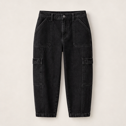 Light Blue Denim Cropped Jeans | Stretchy Cargo Capri Trousers for Women - Cropped Length Black Denim