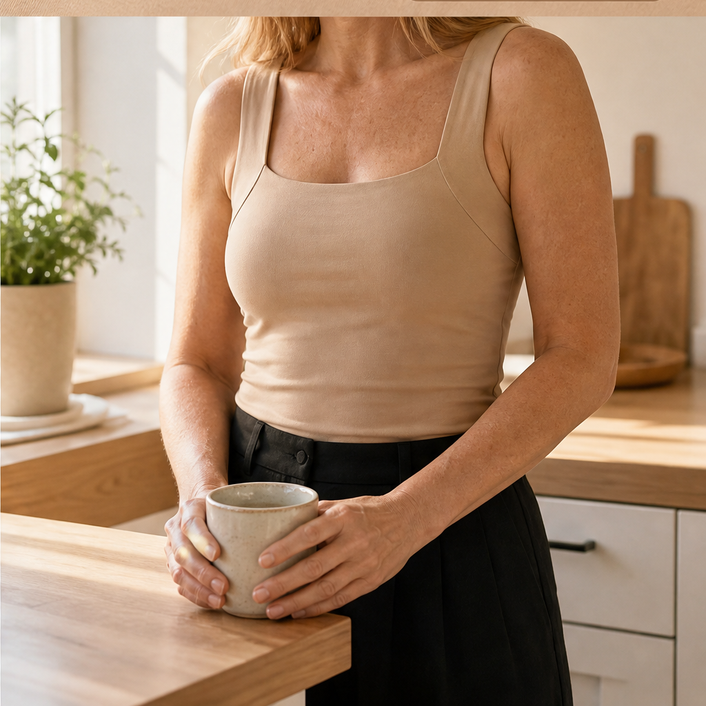 Aveline Women's Built-In Bra Square Neck Tank Top - Wire-Free Shaping Camisole with Comfort Support features