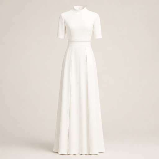 Black White Striped Maxi Dress | Mock Neck Formal Gown - Short Sleeve Colour Block Evening Dress White