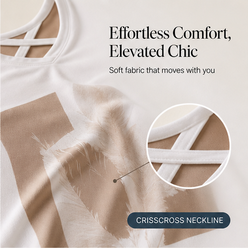 Beige Cropped Trouser & Top Set | Casual Two-Piece Outfit for Women - V-Neck Tee with Wide-Leg Culottes features