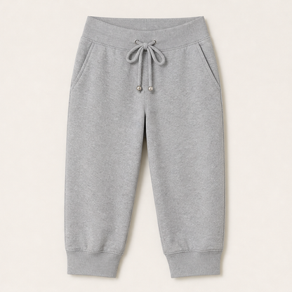 Navy Cropped Jogging Pants | Capri-Length Joggers with Pockets - Elastic Cuffs & Drawstring Waist Grey