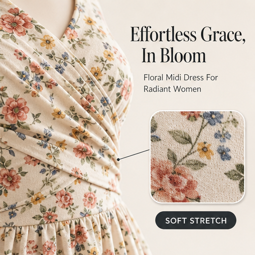Floral Print Midi Dress | V-Neck Wrap Front with Pockets - Flattering Waist Tie Sundress features