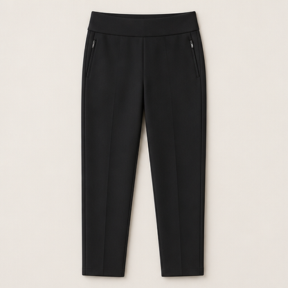 Black High-Waisted Cargo Pants | Tummy Control Stretch Trousers - Zip Pockets, Tapered Leg Black