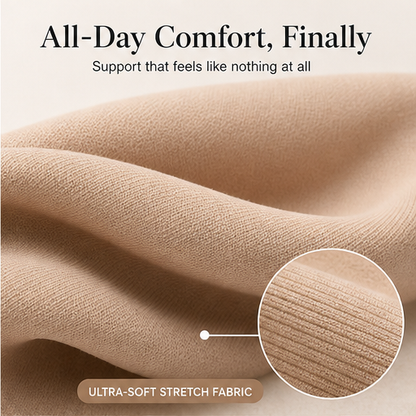 Nude Wireless Posture Corrector Bra | Front Closure Support Bra - Cross-Back Straps, No Underwire features