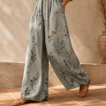 Wrenvale Women's Floral Wide Leg Jumpsuit - Sleeveless V-Neck Summer Jumpsuit with Pockets